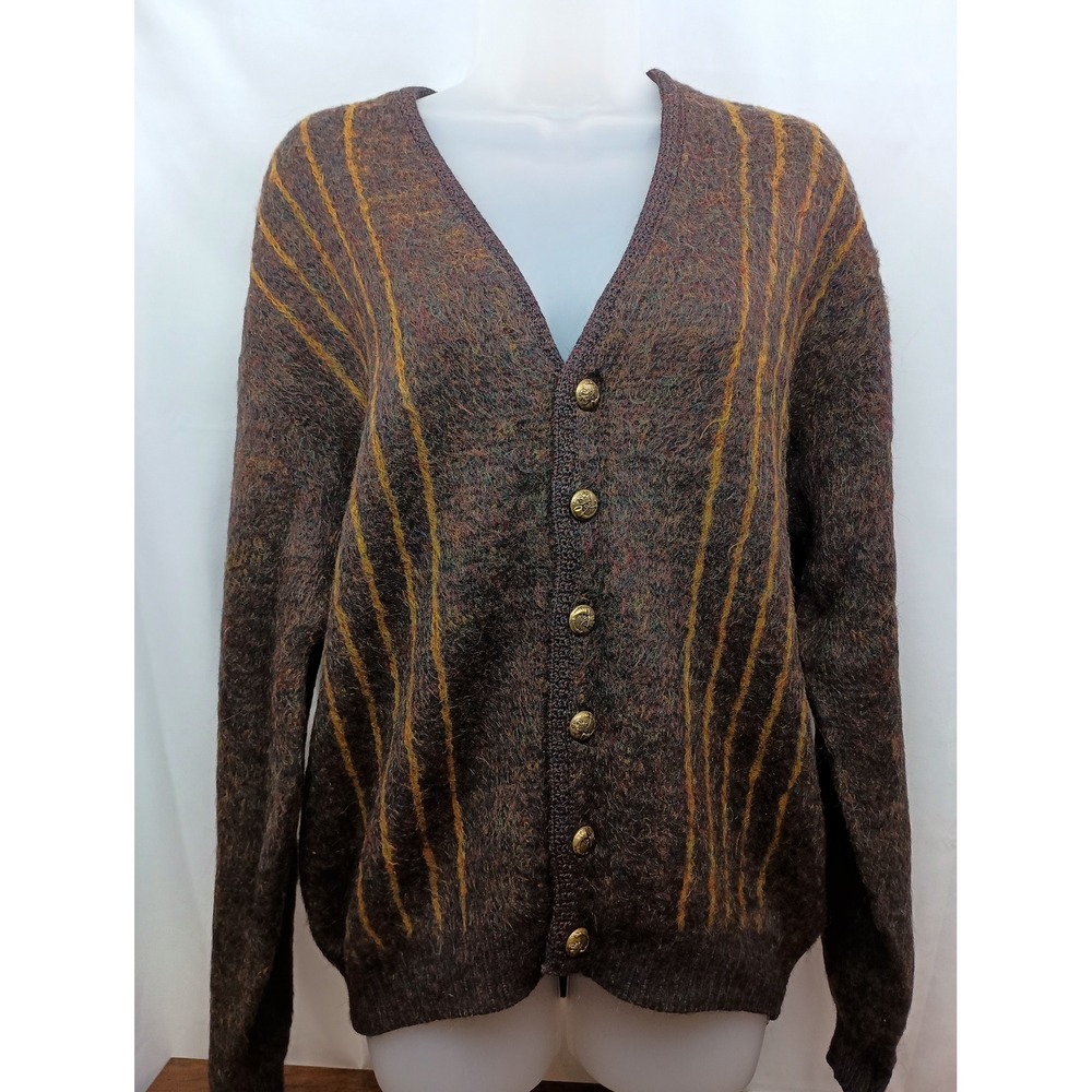 Puritan sportwear button down brown black vintage grandpa sweater size medium